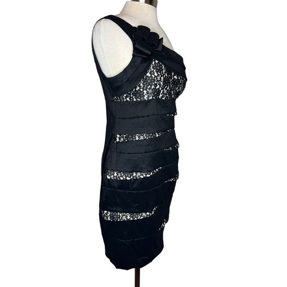 Scarlet Nite One shoulder woman’s size 14 black and cream mini party dress layer - Picture 5 of 14